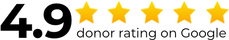 4.9 donor rating on Google