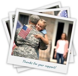 Photo of a young girl hugging a soldier